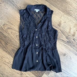 3/$25 Lace Sleeveless Collared Top